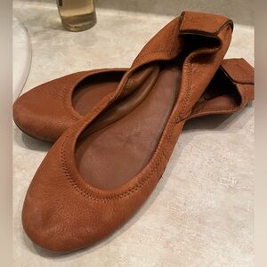 Women's Brown Leather Flats by Tory Burch 7.5